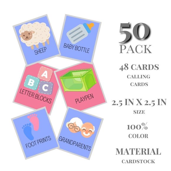 Baby Shower Games - 50 Boards Boy Girl - Baby Gender Reveal Games - Party Favors - Picture 3 of 4